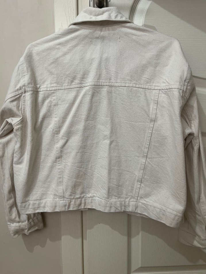 Düğmeli Krem Kadın Kot Ceketi - Görsel 5