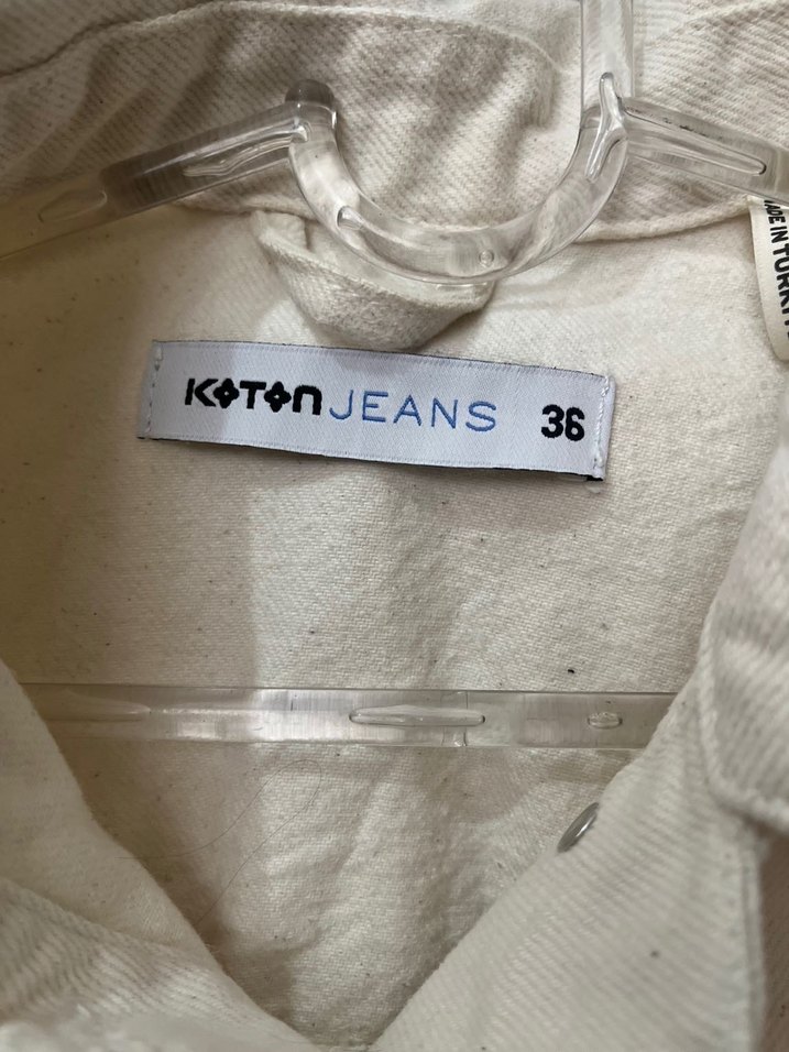 Düğmeli Krem Kadın Kot Ceketi - Görsel 4