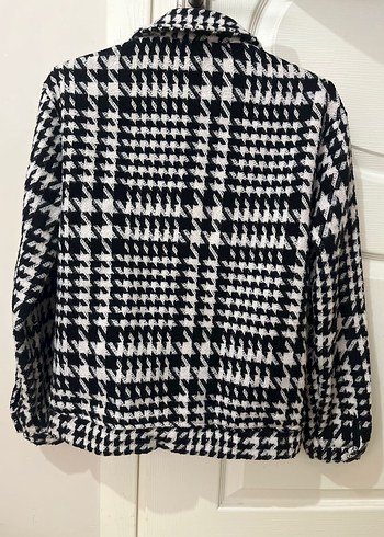 Düğmeli Kaz Ayak desenli Yün Ceket - Görsel 5