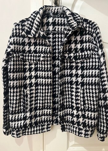 Düğmeli Kaz Ayak desenli Yün Ceket - Görsel 2