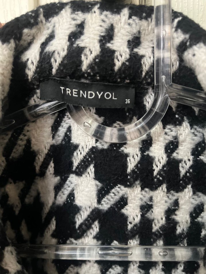 Düğmeli Kaz Ayak desenli Yün Ceket - Görsel 4