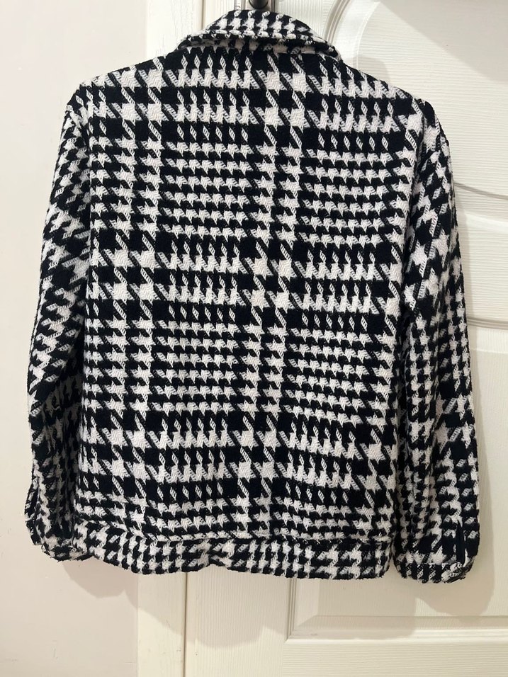 Düğmeli Kaz Ayak desenli Yün Ceket - Görsel 5