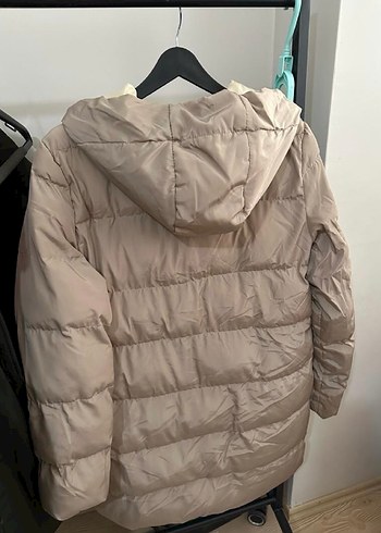 Bej Kadın Midi Kışlık Şişme Mont - Görsel 3