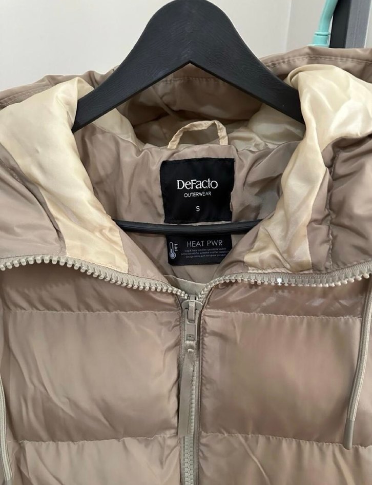 Bej Kadın Midi Kışlık Şişme Mont - Görsel 2