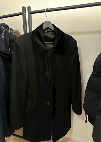 Siyah Süet Midi erkek Kaban - Görsel 2