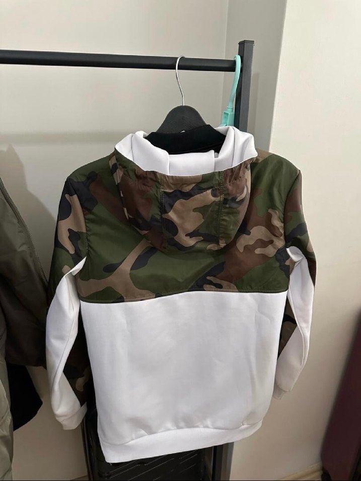 Unisex Kamuflaj Desenli Kapüşonlu Ceket - Görsel 2