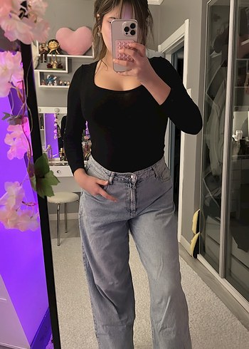 Buz rengi Rahat Kesim Kadın Jean - Görsel 2