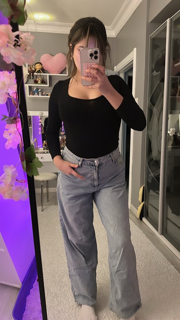 Buz rengi Rahat Kesim Kadın Jean - Görsel 2