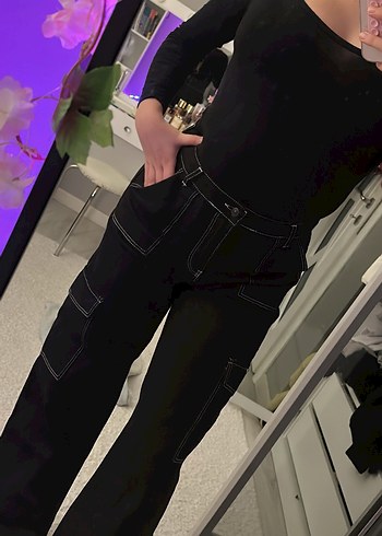 Kadın Siyah Midi Kot Pantolon - Görsel 2