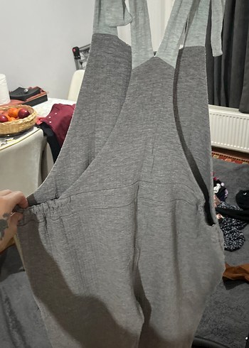 Kadın  Gri Triko Askılı Tulum - Görsel 4
