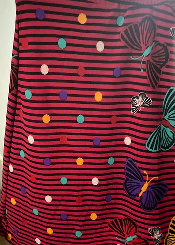 Renkli Kelebek Desenli Pilili Midi Etek - Görsel 4