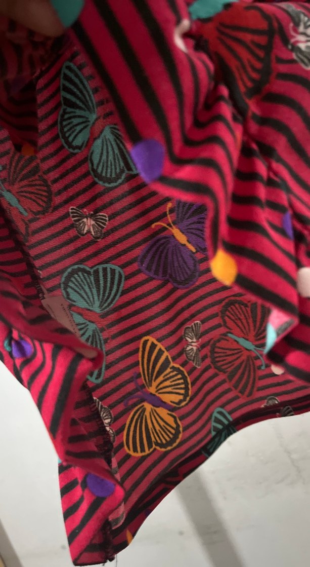 Renkli Kelebek Desenli Pilili Midi Etek - Görsel 2