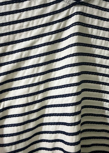 V Yaka Çizgili Pamuklu Hamile Tişörtü - Görsel 3