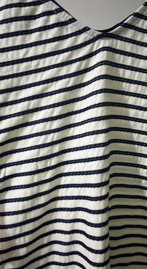 V Yaka Çizgili Pamuklu Hamile Tişörtü - Görsel 3