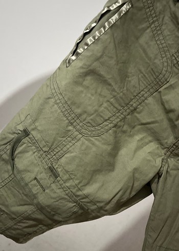 Kamuflaj Desenli Yeşil Keten Kemerli Şort - Görsel 2