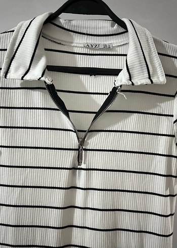 Çizgili, Kısa Kollu Midi Elbise - Görsel 2