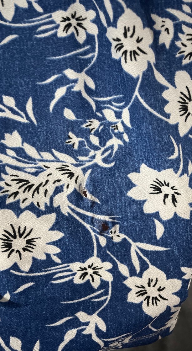 Mavi Çiçek Desenli Denim Midi Elbise - Görsel 3