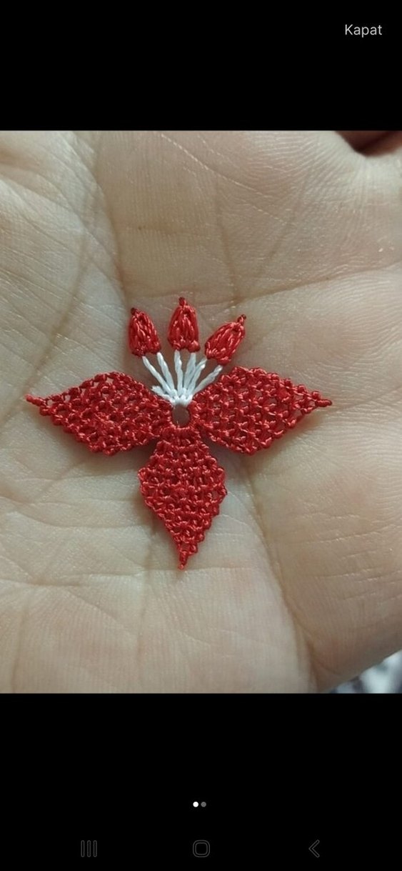 Bohem Kırmızı Çiçek Nakışlı El İşi Kumaş - Görsel 2