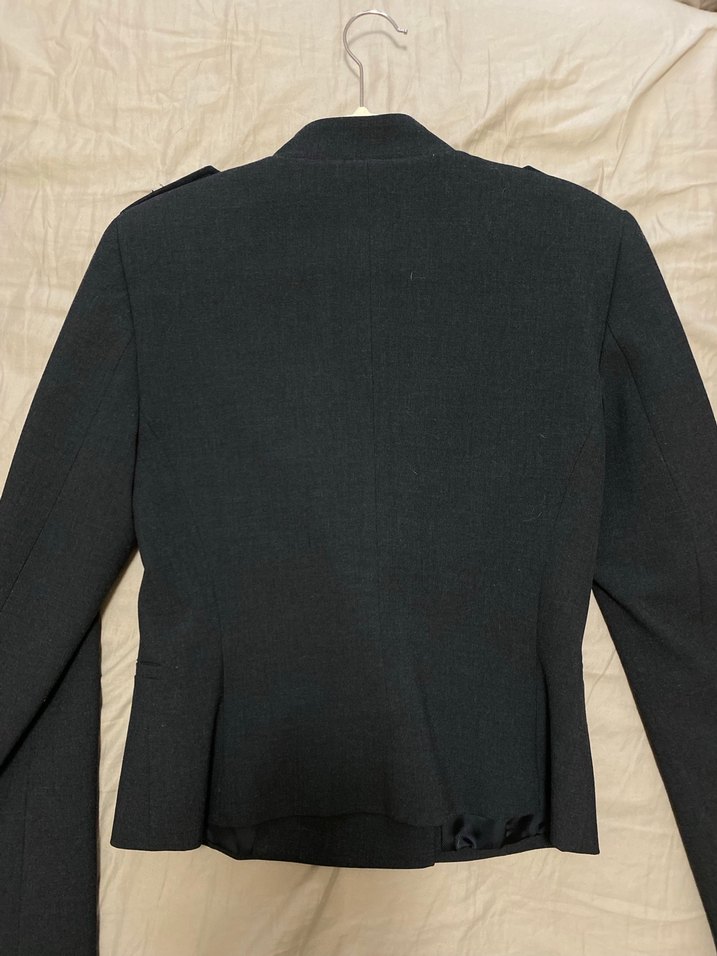 Düğmeli Siyah Kadın Vatkalı Blazer Ceket - Görsel 2