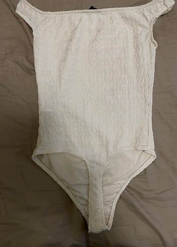 Beyaz Kayık Yaka Kolsuz Bodysuit - Görsel 2