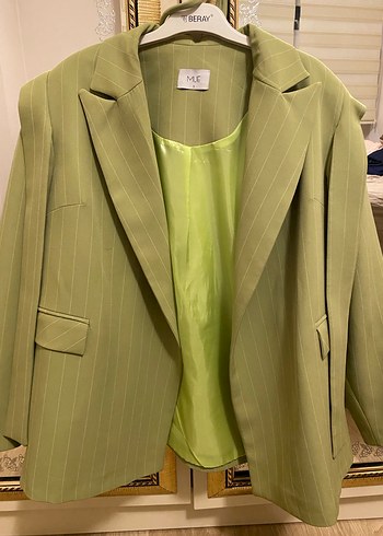 Yeşil Çizgili Kadın Blazer Ceket - Görsel 2