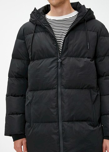 Erkek Gri Midi Kışlık Mont Kapüşonlu - Görsel 5