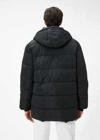 Erkek Gri Midi Kışlık Mont Kapüşonlu - Görsel 4