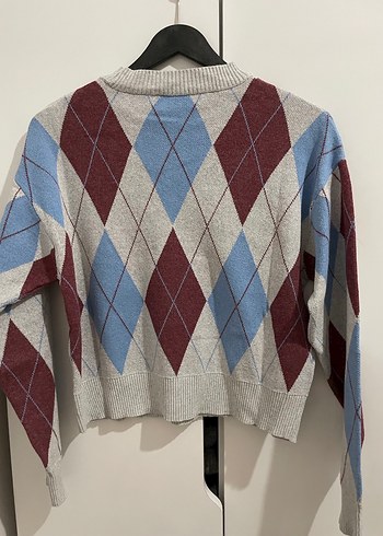 Pull and Bear Baklava Desen Triko Kazak - Görsel 4