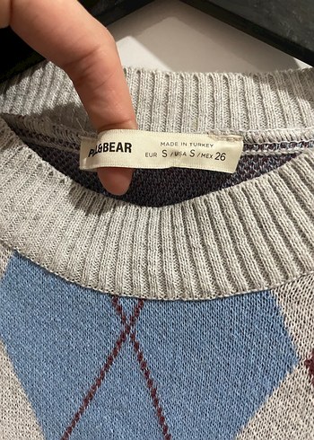 Pull and Bear Baklava Desen Triko Kazak - Görsel 3