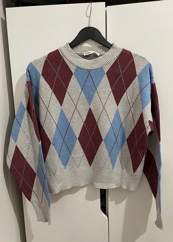 Pull and Bear Baklava Desen Triko Kazak - Görsel 2