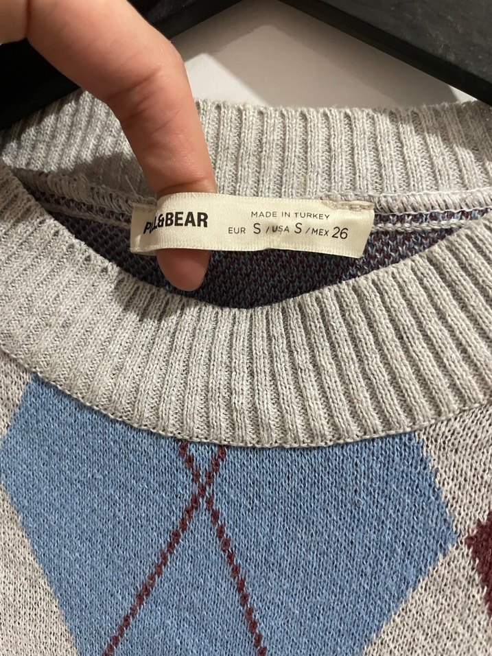 Pull and Bear Baklava Desen Triko Kazak - Görsel 3