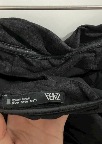 Zara Siyah Drapeli Straplez Mini Elbise - Görsel 5