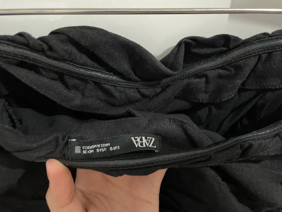 Zara Siyah Drapeli Straplez Mini Elbise - Görsel 5