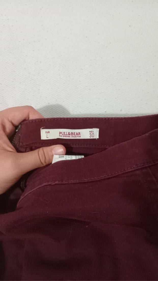 Bordo Süet Midi Mini Etek Fermuarlı - Görsel 2