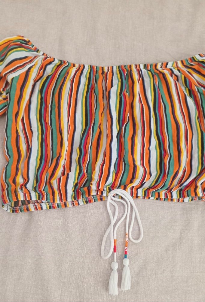 Renkli Püsküllü Bohem Mini Bluz - Görsel 2