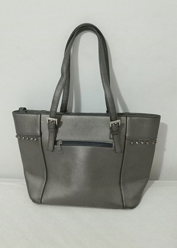 Gri Deri Kadın Omuz Çantası - Görsel 2