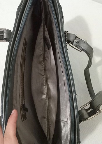 Gri Deri Kadın Omuz Çantası - Görsel 3