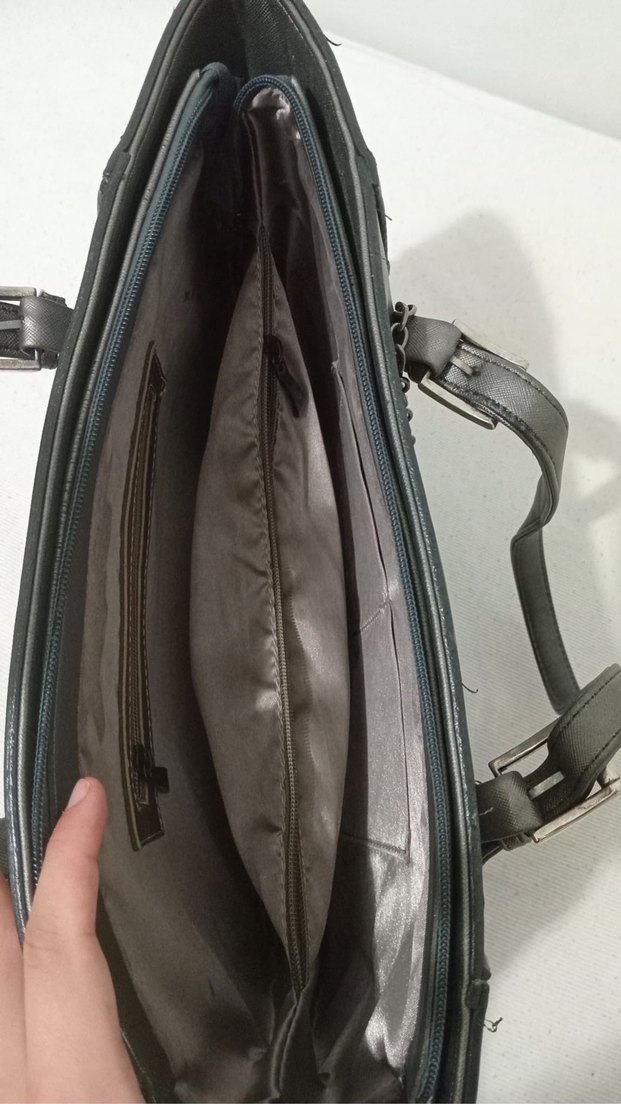 Gri Deri Kadın Omuz Çantası - Görsel 3