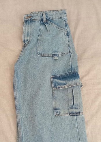 Gri Kemerli Geniş Paça Midi Kadın Kot Pantolon - Görsel 4