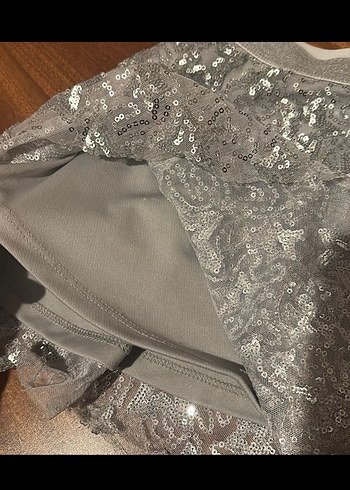 Koton Kız Çocuk Gri Simli Nakışlı Etek - Görsel 3