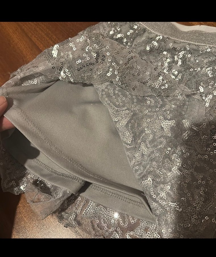 Koton Kız Çocuk Gri Simli Nakışlı Etek - Görsel 3