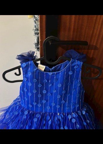 Nakışlı Mavi Kız Çocuk abiye Elbisesi - Görsel 4