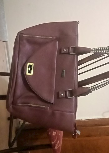 Bordo Deri Tokalı Kadın Çanta - Görsel 2