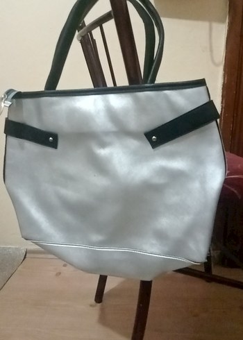 Gri Deri Kadın Çanta Tokalı - Görsel 2