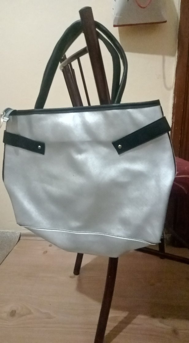 Gri Deri Kadın Çanta Tokalı - Görsel 2