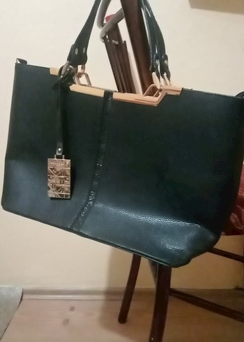 Klasik Siyah Deri Kadın Çanta - Görsel 2