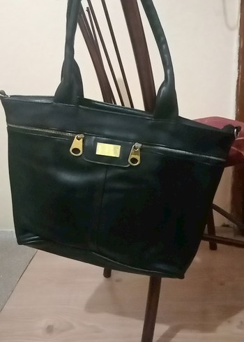 Siyah Deri Fermuarlı Kadın Çanta - Görsel 2