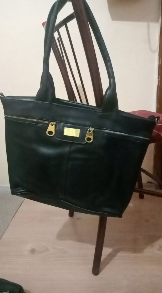 Siyah Deri Fermuarlı Kadın Çanta - Görsel 2