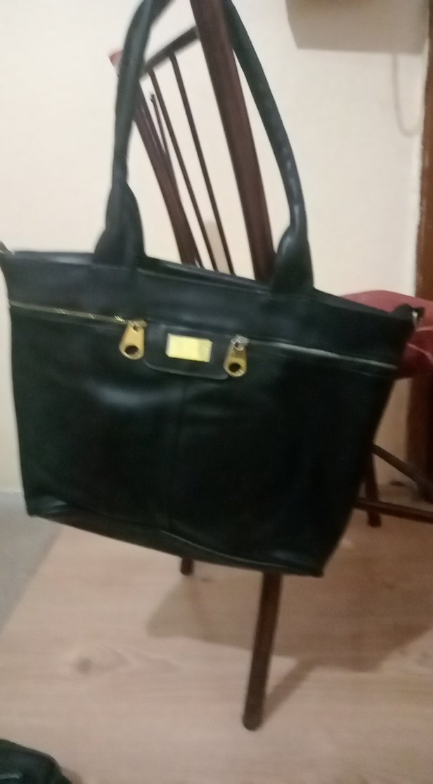 Siyah Deri Fermuarlı Kadın Çanta - Görsel 3