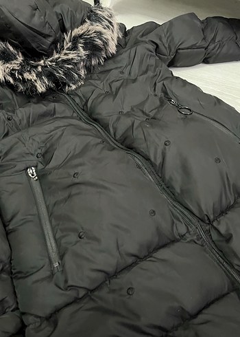 Kürklü Siyah Uzun Kışlık Mont - Görsel 2